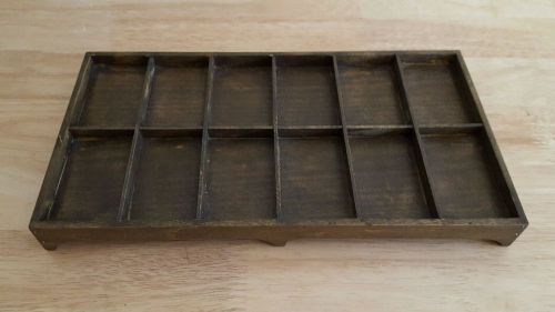 Antique Vintage Wooden Jewelry Tray With Dividers - 12&#034;W X 6 3/8&#034;D X 1 1/8&#034;H