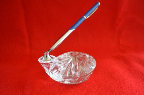 GOLF STICK as  PAPER WEIGHTER and  PEN HOLDER  ITALY)  hand cut clear crystal