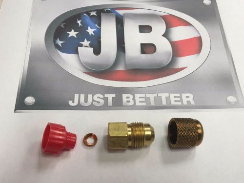 Vacuum pump intake adapter 1/4&#034;fmf  x  3/8&#034; male flare with brass cap, j.b inc. for sale