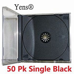 Yens 50blackcd 50 Standard CD Jewel Case - Assembled, Black, 10.4 mm