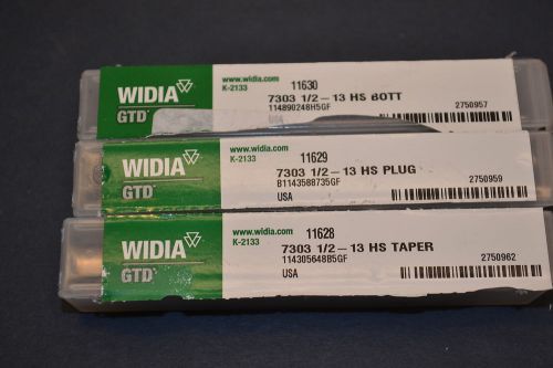 Set new widia gtd 1/2&#034;- 13 unc hand taps bottom plug taper 11630,29 &amp; 28 #mbb2c6 for sale