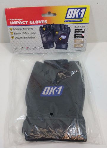 NEW DK-1 Half Finger Impact Work Gloves Premium Leather Large Black Left Hand