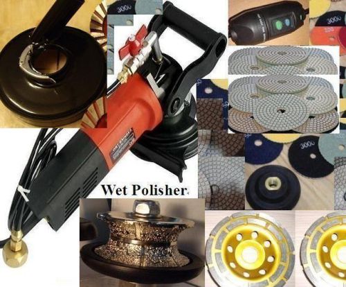Wet Dry Dust Free Polisher V30 Router Bit Concrete Stone 15 Pad 2 Cup Wheel