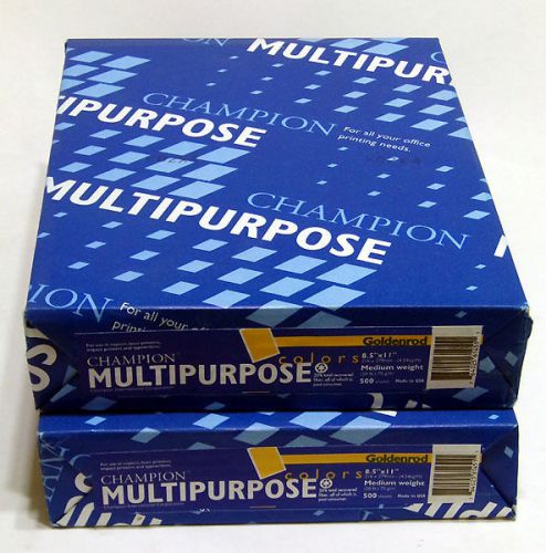 CHAMPION Multipurpose Copy Paper 20 Pound 8-1/2 x 11 - GOLDENROD- 2 Reams of 500