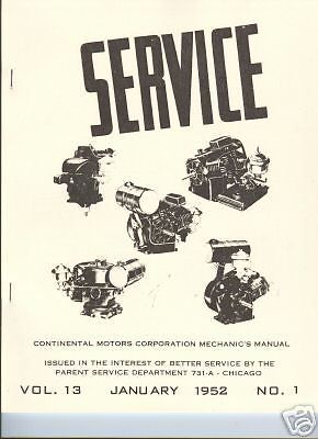 Service Manual 1952 Continental  Air-Cooled Motor David Bradley