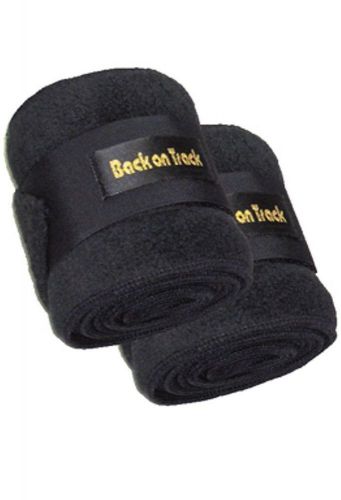 BACK ON TRACK Equine Horse Polo Leg Wraps Fleece Heat Therapy Black 9&#034; Pair
