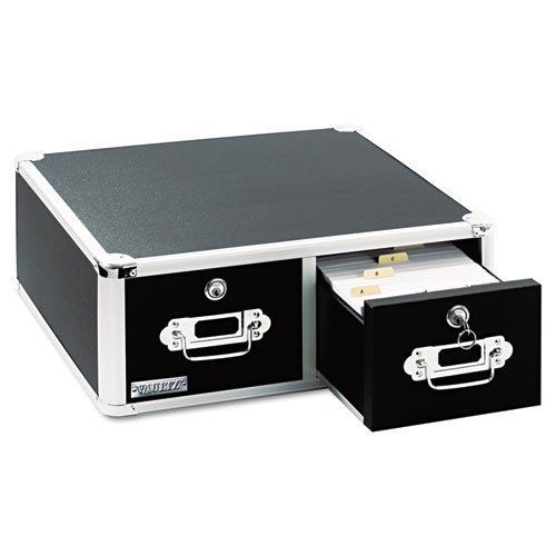 Vaultz Locking 5 x 8 Index Card Cabinet  Double Drawer  Black VZ01397