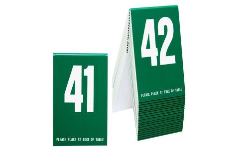 Plastic Table Numbers 41-60- Green w/ white number, Tent style, Free shipping