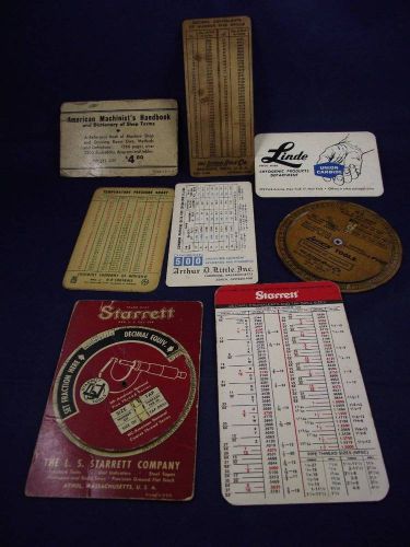 8 vintage machinist pocket guides - starrett co, lufkin, linde, &amp; more - nice for sale