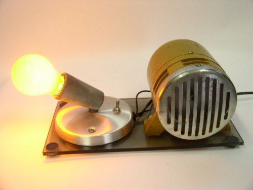 Vintage Air Raid Warning Siren Display mounted on plexiglass base with Light