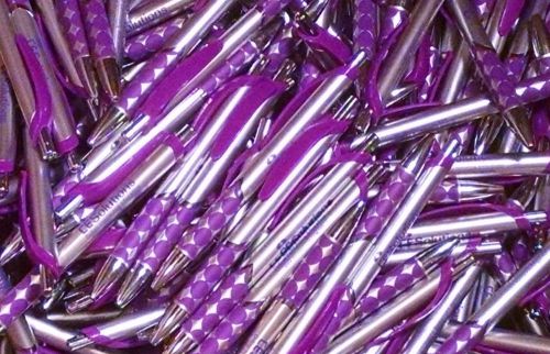 10 New Misprint Ballpoint Retractable Ink Pens, Purple and Silver (Black Ink)