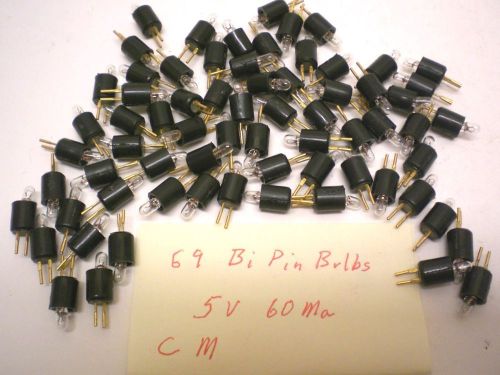 68 Bi-Pin Bulbs, Military 5V, 60 Ma, Chicago Miniature, Gold Plate Pins, Made US