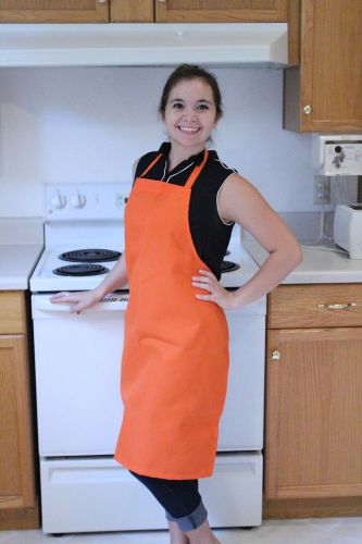 Orange commercial kitchen restaurant bib apron, spun poly, 100% american made for sale