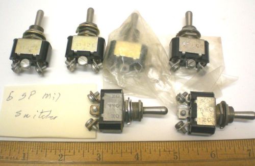 6 Mil.Sealed Toggle Switches, SPDT, 3 Position, JBT # ST40, Made in USA, Lot 8
