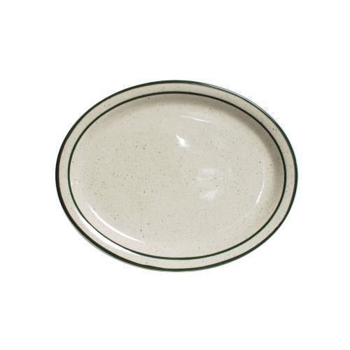 Tuxton TES-014 Platter, 13-1/4&#034; X 10-1/2&#034;, Oval, Narrow Rim, Emerald, White W/