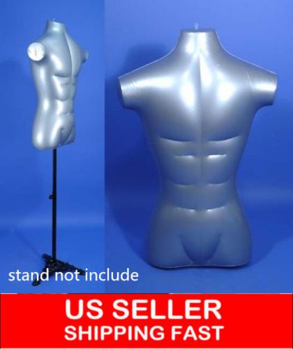 New  Silver Male Inflatable Torso Form Mannequin