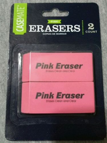 PINK ERASERS 2 COUNT ERASERS CLEAN AND CLEAR