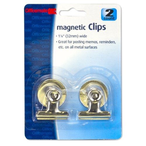 Officemate 1.25-Inch Magnetic Spring Clip, 2 in a Pack, Silver (30112)
