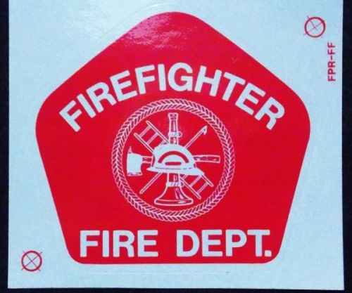 Avery FIREFIGHTER - FIRE DEPT Vinyl RED Reflective Helmet Badge Decal Sticker