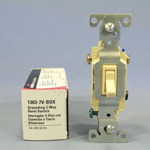 New Cooper Wiring Ivory Toggle Wall Light Switch 3-WAY Quiet 15A 120V 1303-7V