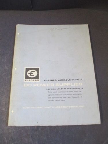 VINTAGE ELECTRO 1968 LOW VOLTAGE AC TO DC POWER SUPPLIES SALES BOOKLET