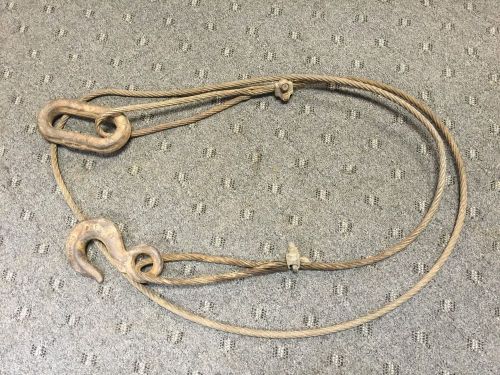 CROSBY HOOK w/ESCO OVAL RING &amp; 12 STEEL CABLE TOW PULL LOGGING OIL FIELD