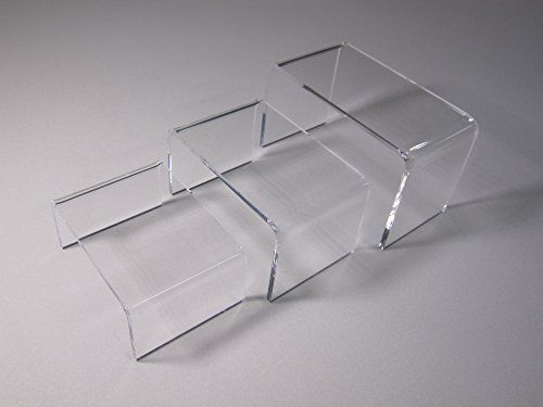 3 Piece Set Clear Riser Acrylic Small Showcase Jewelry Fixtures