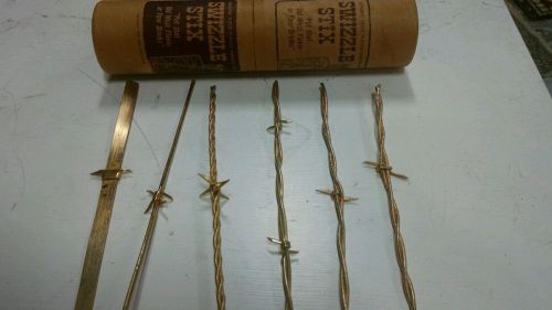 1960s Gold-Plated BARBED WIRE SWIZZLE STICKS/STIX*SET of 6 assorted.