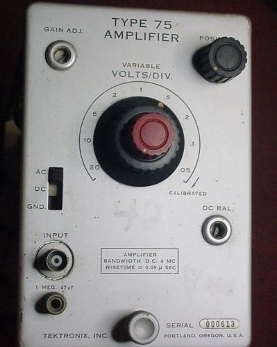 Tektronix 3A75/75 is an amplifier plug-in for 560-series scopes.