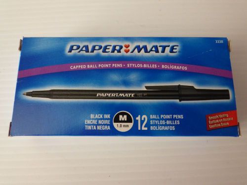 Papermate ballpoint stick pens med. point Black ink(12 pcs per box)