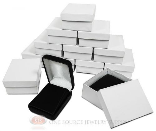 12 Piece Black Leather Pendant Earring Jewelry Gift Boxes 2 1/4&#034; x 3&#034; x 1 1/4&#034;