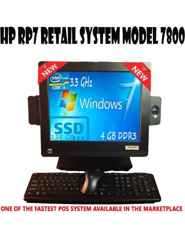HP RP7 7800 NEW All In One Point of Sale  System 15&#034; i3 3.3 GHz 4 Ram 128gb SSD