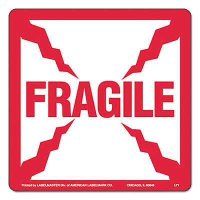 Shipping and handling self-adhesive label, 4 x 4, fragile, 500/roll, 1 roll for sale