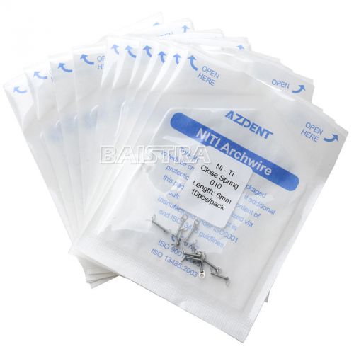 10 Packs AZDENT Close Spring 6mm Niti Wire 010 With Slot Dental Orthodontic New