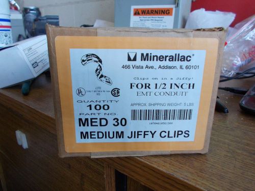 NEW BOX OF 100 MINERALLAC JIFFYCLIPS PIPE STRAP 1/2&#034; MED 30