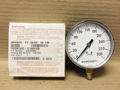 New ashcroft pressure gauge, 3.5 lower 0/300 psi, 355-09, 4502402867 for sale