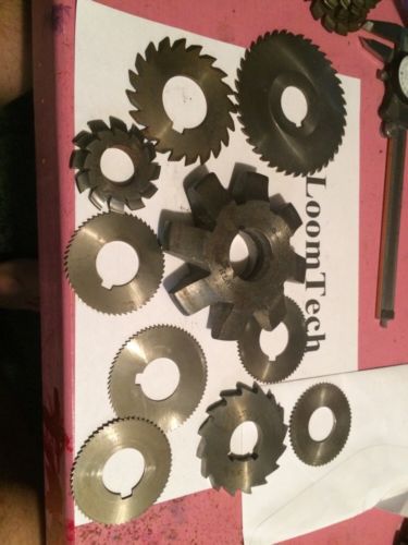 Lot of 10 2nd Quality Milling Cutters And Slitting Saws And Involute Gear Cutter