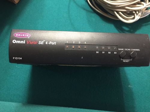 BELKIN OMNI-VIEW F1D104 SE 4-PORT KVM SWITCH with Power Adapter 9VDC, 600mA