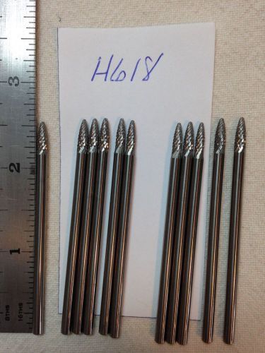 11 NEW 1/8&#034; SHANK CARBIDE BURRS. LONGS. DOUBLE CUT.  MADE IN USA (H618)