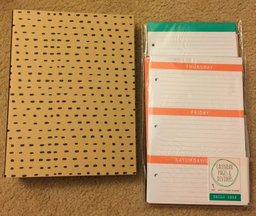 Target One Spot POLKA DOT BLACK MINI BINDER PLANNER WEEKLY CALENDAR INSERTS LOT