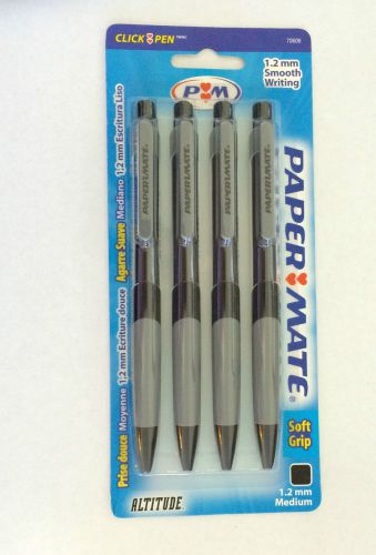 PAPERMATE ALTITUDE- 70606- CLICK BALL POINT PENS- MEDIUM BLACK- 4 TO PACKAGE