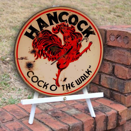 Vintage Hancock weathered antique look - metal wall decor for garage bar