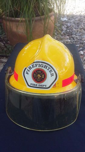 Cairns Yellow Adjustable Fire Helmet Face Shield &amp; Turnout Gear #19