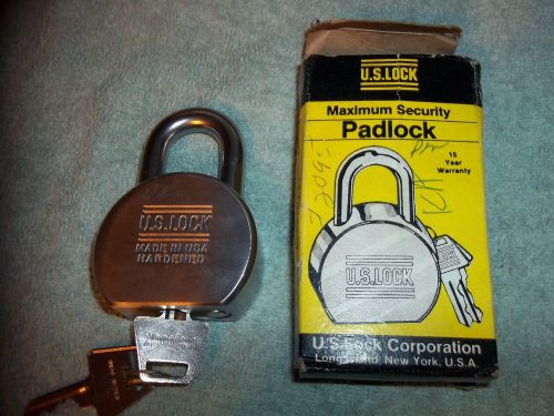 US LOCK MAXIMUM SECURITY PADLOCK NEW IN BOX 2 KEYS