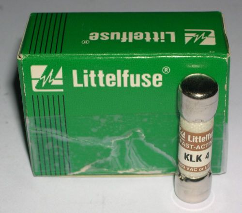 LITTELFUSE, 4A FAST ACTING FUSES , KLK 4, BOX OF 10
