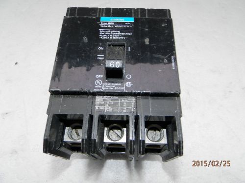 SIEMENS BQD360 60 AMP 277/480  VOLT BOLT ON CIRCUIT BREAKER