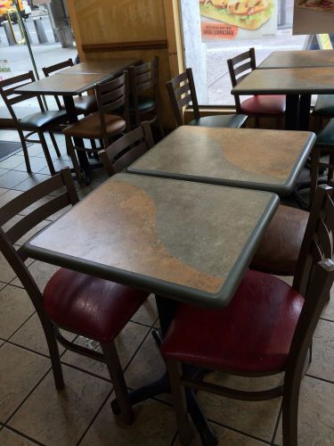 Restaurant Table Chairs Square Laminate Leather Metal Cafe Deli Fast Food