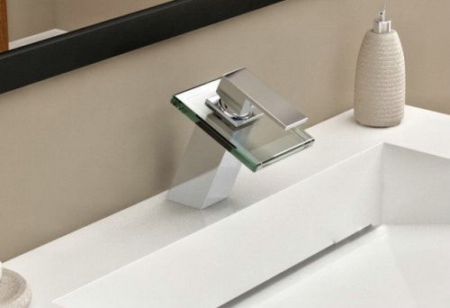 Chrome Bathroom Waterfall Single Handle Washroom Basin Sink Tap Mixer Faucet