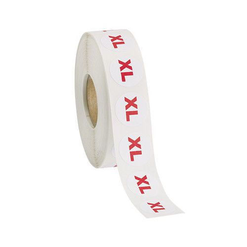 Roll of 1000 New Size &#034;XL&#034; Self-Adhesive Size Labels 3/4&#034; Diameter