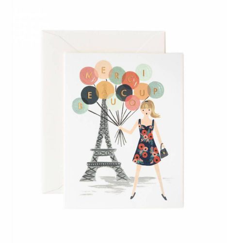 Rifle Paper Co. Thank you Card Set (8) &#034;Merci Beaucoup&#034;
